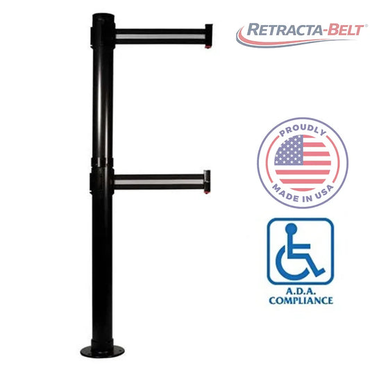 Visiontron Retracta-Belt Fixed Post - 10' Belt - Dual Line