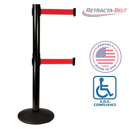 Visiontron Retracta-Belt Dual Line Post - 10' Belt - ADA Compliant