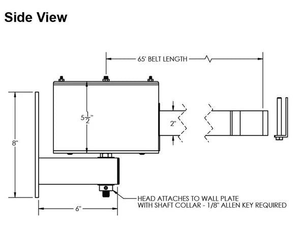 Visiontron Manual Retracta-Belt Wall Mount - 50' or 65' Belt